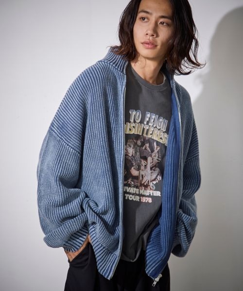 《UNISEX》ピグメントZIPニット(ニット/セーター)|PBLIM(ページボーイリム) 《UNISEX》ピグメントZIPニット(ニット/セーター)|PBLIM(ページボーイリム)