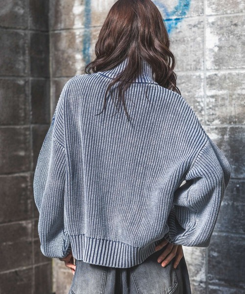 PBLIM（ページボーイリム）の「《UNISEX》ピグメントZIPニット（ニット/セーター・レディース・ブラック/ブルー・MEDIUM/SMALL）」の17枚目の写真