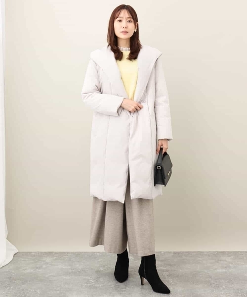 MK MICHEL KLEIN(エムケーミッシェルクラン)の「ロング丈シームレスダウンコート(ダウンジャケット/コート・レディース・ライトグレー/ブラック・38)」の15枚目の写真