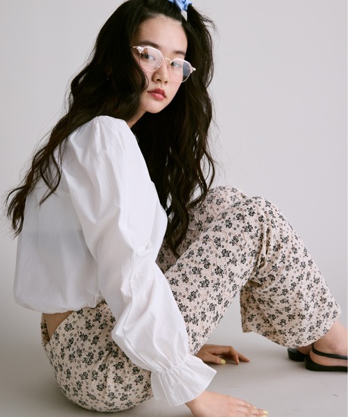 【つぶきち様】FUULLY STUDIO フラワープリントフレアパンツ FUULLY STUDIO パンツ フラワープリントフレアパンツ レディース
