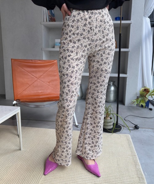【つぶきち様】FUULLY STUDIO フラワープリントフレアパンツ フラワープリントフレアパンツ（その他パンツ）｜FUULLY STUDIO