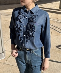 JENNE（ジェンヌ）の「デニムパールボタンフリルシャツ（その他トップス）」