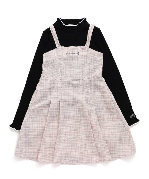 algy（アルジー）の「パールストラップワンピ&リブニットセット（ワンピース・キッズ・ミント/ピンク/アイボリー・XX-SMALL/X-SMALL/SMALL/MEDIUM）」の3枚目の写真