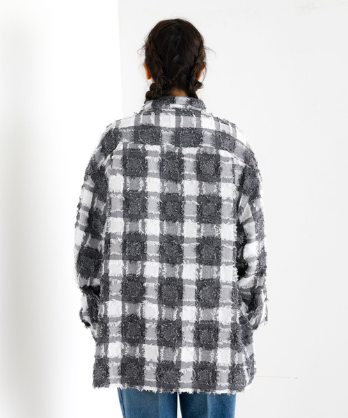 Revo.(レボ)の「【Revo./レボ】リラックスフィットフリンジチェックシャツ/ユニセックス/TH-3857(シャツ/ブラウス・メンズ・ブラック/ホワイト/ネイビー・M/L)」の10枚目の写真
