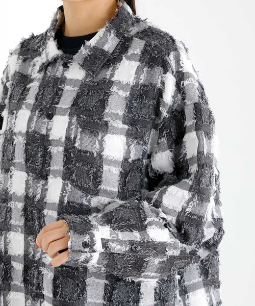 Revo.(レボ)の「【Revo./レボ】リラックスフィットフリンジチェックシャツ/ユニセックス/TH-3857(シャツ/ブラウス・メンズ・ブラック/ホワイト/ネイビー・M/L)」の12枚目の写真