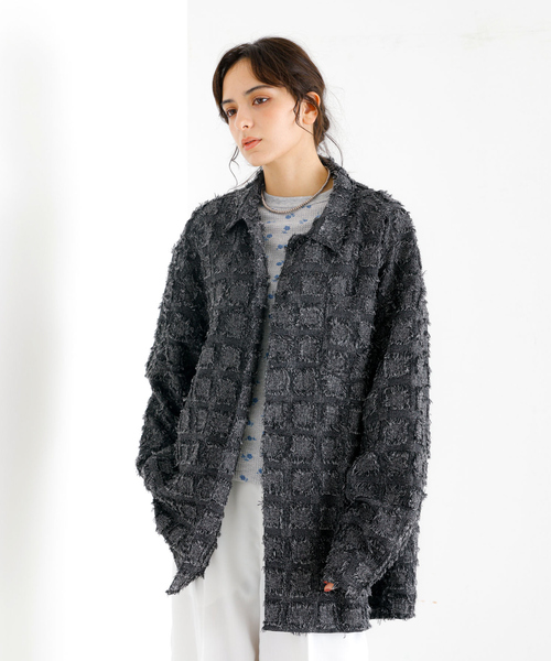 Revo.(レボ)の「【Revo./レボ】リラックスフィットフリンジチェックシャツ/ユニセックス/TH-3857(シャツ/ブラウス・メンズ・ブラック/ホワイト/ネイビー・M/L)」の18枚目の写真