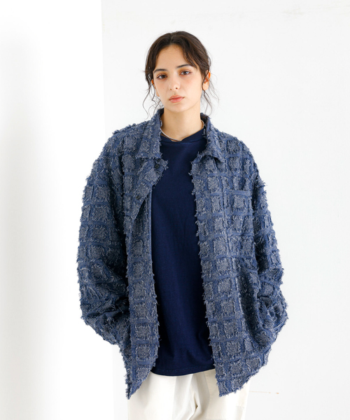 Revo.(レボ)の「【Revo./レボ】リラックスフィットフリンジチェックシャツ/ユニセックス/TH-3857(シャツ/ブラウス・メンズ・ブラック/ホワイト/ネイビー・M/L)」の21枚目の写真