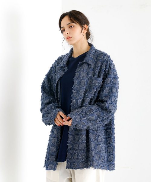 Revo.(レボ)の「【Revo./レボ】リラックスフィットフリンジチェックシャツ/ユニセックス/TH-3857(シャツ/ブラウス・メンズ・ブラック/ホワイト/ネイビー・M/L)」の22枚目の写真