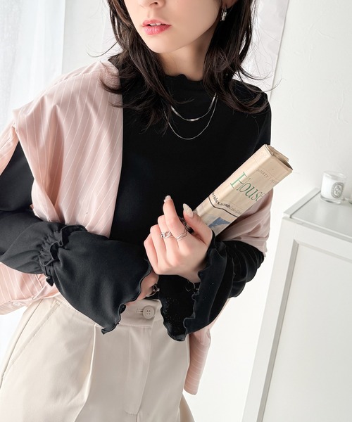 classicalelf（クラシカルエルフ）の「大人の上品な華やかさを演出する。キャンディースリーブメローシアートップス（長袖）（Tシャツ/カットソー・レディース・ブラック/チャコール/オフホワイト・X-LARGE/SMALL/MEDIUM/LARGE）」の10枚目の写真