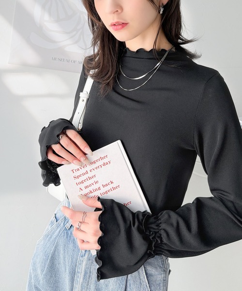 classicalelf（クラシカルエルフ）の「大人の上品な華やかさを演出する。キャンディースリーブメローシアートップス（長袖）（Tシャツ/カットソー・レディース・ブラック/チャコール/オフホワイト・X-LARGE/SMALL/MEDIUM/LARGE）」の21枚目の写真