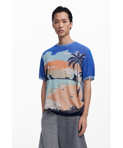 Desigual（デシグアル）の「SALT トロピカルサンセット Tシャツ（Tシャツ/カットソー・メンズ・ブルー・XL/L/M/S）」の5枚目の写真