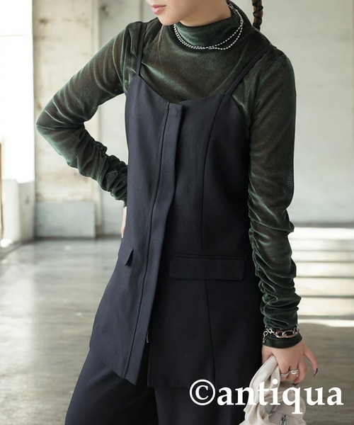 antiqua(アンティカ)の「ツイルビスチェ(その他トップス・レディース・ブラック/チャコールグレー・ONESIZE)」の1枚目の写真
