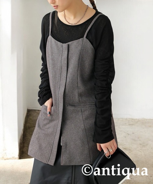 antiqua(アンティカ)の「ツイルビスチェ(その他トップス・レディース・ブラック/チャコールグレー・ONESIZE)」の3枚目の写真