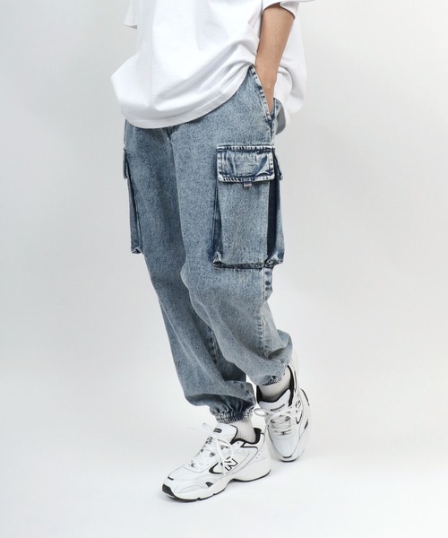 ANPAS(アンパス)の「Stretch Denim&Twill Cargo Jogger Pants/ストレッチ デニム/ツイル カーゴパンツ ジョガーパンツ(カーゴパンツ・メンズ・ブラック/カーキ/ブラック系その他/ベージュ/ブルー系その他・M/L/LL)」の19枚目の写真