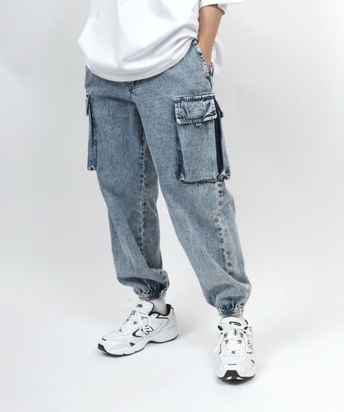 ANPAS(アンパス)の「Stretch Denim&Twill Cargo Jogger Pants/ストレッチ デニム/ツイル カーゴパンツ ジョガーパンツ(カーゴパンツ・メンズ・ブラック/カーキ/ブラック系その他/ベージュ/ブルー系その他・M/L/LL)」の18枚目の写真