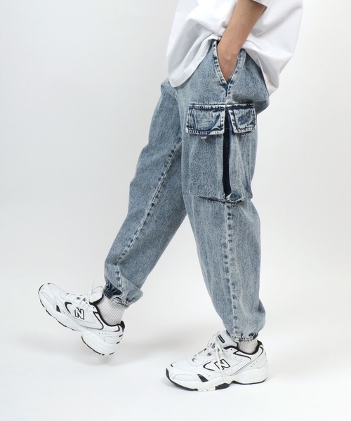 ANPAS(アンパス)の「Stretch Denim&Twill Cargo Jogger Pants/ストレッチ デニム/ツイル カーゴパンツ ジョガーパンツ(カーゴパンツ・メンズ・ブラック/カーキ/ブラック系その他/ベージュ/ブルー系その他・M/L/LL)」の17枚目の写真