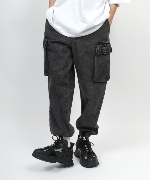 ANPAS(アンパス)の「Stretch Denim&Twill Cargo Jogger Pants/ストレッチ デニム/ツイル カーゴパンツ ジョガーパンツ(カーゴパンツ・メンズ・ブラック/カーキ/ブラック系その他/ベージュ/ブルー系その他・M/L/LL)」の15枚目の写真