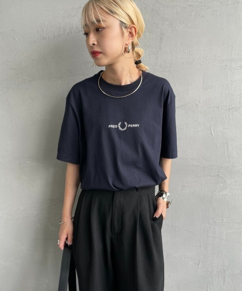 FRED PERRY/フレッドペリー] ローレスリース刺繍 ショートスリーブT
