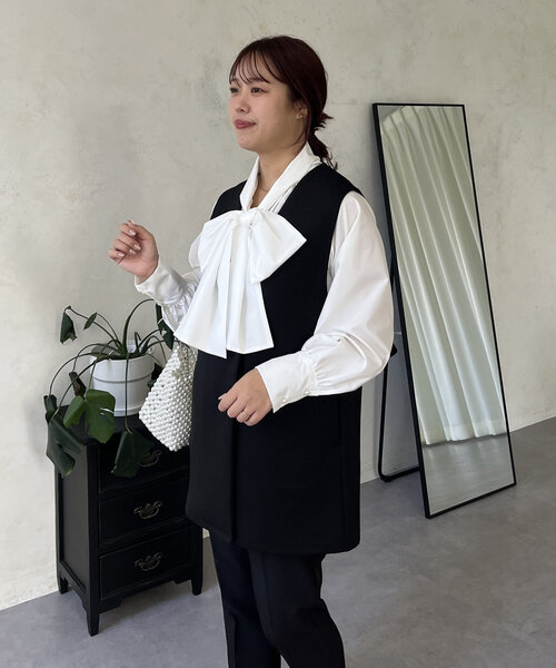 prose verse(プロズヴェール)の「【ママ監修!セレモニーアイテム】バックフリルWボタンジレ(ベスト・レディース・ブラック・LARGE/MEDIUM)」の8枚目の写真