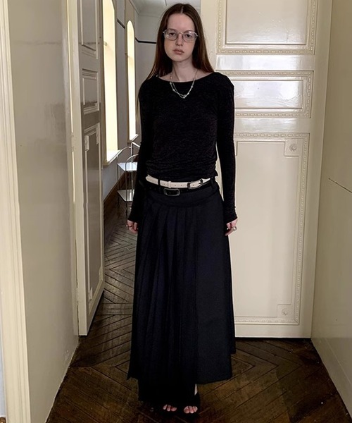 LONSLAN（ロンスラン）の「Uネックロングスリーブトップス　LON25s002（Tシャツ/カットソー・レディース・ブラック・M/S）」の7枚目の写真