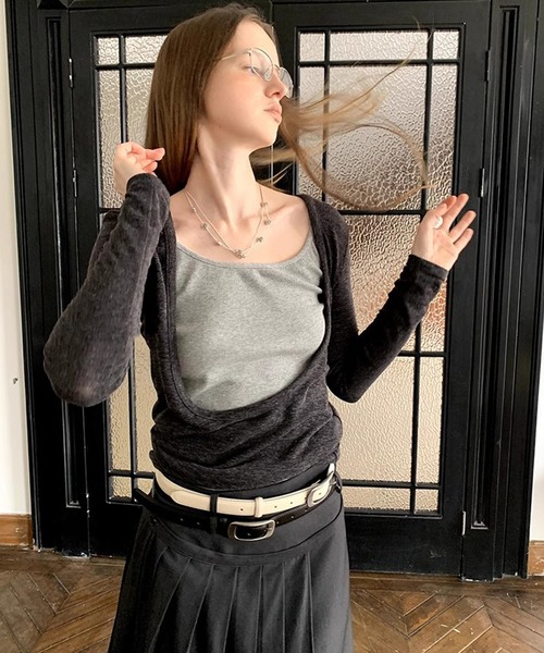 LONSLAN（ロンスラン）の「Uネックロングスリーブトップス　LON25s002（Tシャツ/カットソー・レディース・ブラック・M/S）」の16枚目の写真