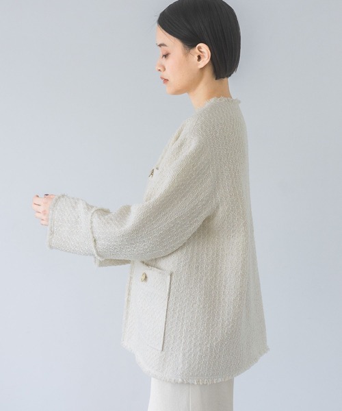 【今期】ツイードノーカラージャケット　アパートバイローリーズ 楽天市場】【SALE／39%OFF】ツイードノーカラージャケット A