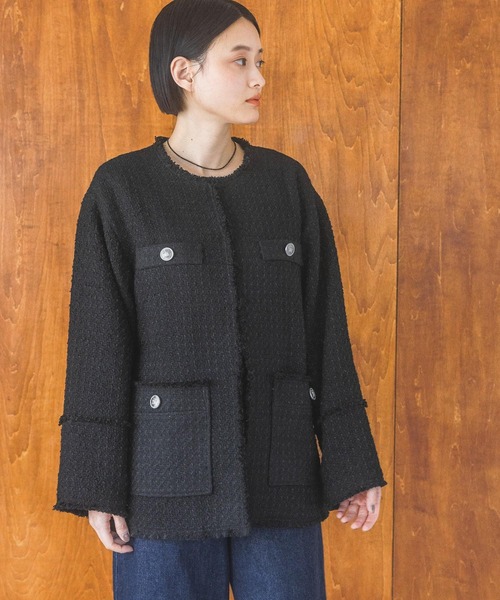 A part by（アパートバイ）の「ツイードノーカラージャケット（ノーカラージャケット・レディース・ブラック系その他2/ブラック/アイボリー・FREE）」の17枚目の写真