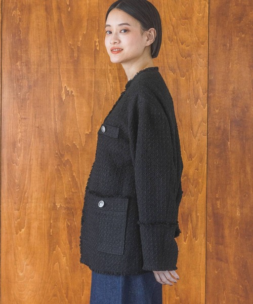 A part by（アパートバイ）の「ツイードノーカラージャケット（ノーカラージャケット・レディース・ブラック系その他2/ブラック/アイボリー・FREE）」の18枚目の写真