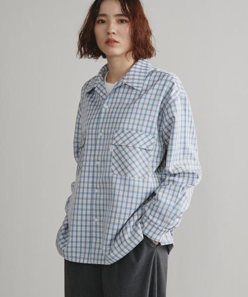 Auntie Rosa（アンティローザ）の「【AMOLE】チェックシャツ（シャツ/ブラウス・メンズ・ベージュ/ブルー・FREE）」の2枚目の写真