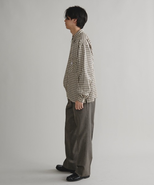 Auntie Rosa（アンティローザ）の「【AMOLE】チェックシャツ（シャツ/ブラウス・メンズ・ベージュ/ブルー・FREE）」の12枚目の写真