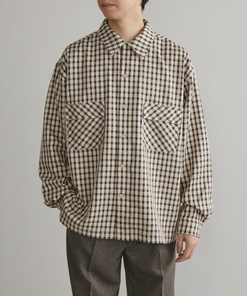 Auntie Rosa（アンティローザ）の「【AMOLE】チェックシャツ（シャツ/ブラウス・メンズ・ベージュ/ブルー・FREE）」の7枚目の写真