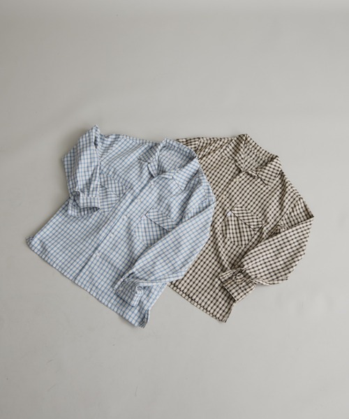 Auntie Rosa（アンティローザ）の「【AMOLE】チェックシャツ（シャツ/ブラウス・メンズ・ベージュ/ブルー・FREE）」の3枚目の写真