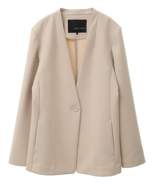 YECCA VECCA(イェッカヴェッカ)の「ストレッチノーカラージャケット(テーラードジャケット・レディース・ネイビー/ライトベージュ・FREE)」の11枚目の写真