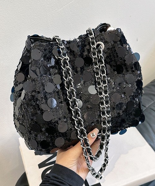 Futier land（フューティアランド）の「２wayスパンコール巾着バッグ（ハンドバッグ・レディース・シルバー/ブラック・FREE）」の5枚目の写真