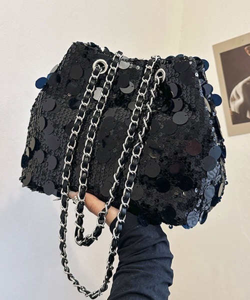 Futier land（フューティアランド）の「２wayスパンコール巾着バッグ（ハンドバッグ・レディース・シルバー/ブラック・FREE）」の6枚目の写真