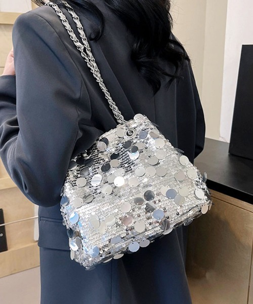 Futier land（フューティアランド）の「２wayスパンコール巾着バッグ（ハンドバッグ・レディース・シルバー/ブラック・FREE）」の9枚目の写真