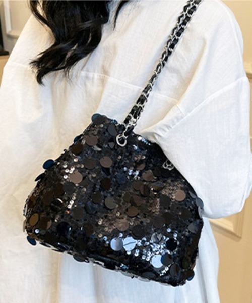 Futier land（フューティアランド）の「２wayスパンコール巾着バッグ（ハンドバッグ・レディース・シルバー/ブラック・FREE）」の12枚目の写真