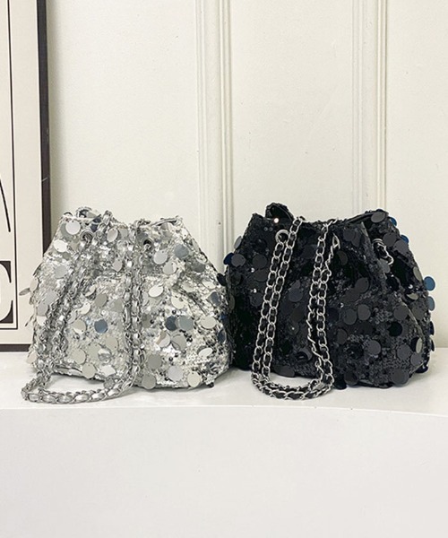 Futier land（フューティアランド）の「２wayスパンコール巾着バッグ（ハンドバッグ・レディース・シルバー/ブラック・FREE）」の18枚目の写真