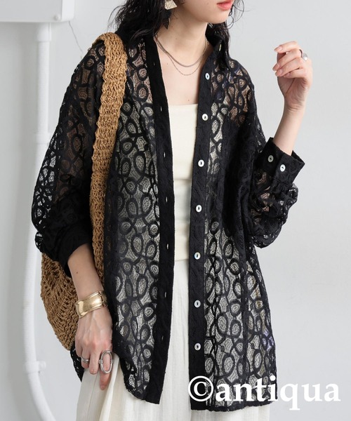 antiqua(アンティカ)の「レースシャツ(シャツ/ブラウス・レディース・ブラック/オフホワイト・ONESIZE)」の11枚目の写真