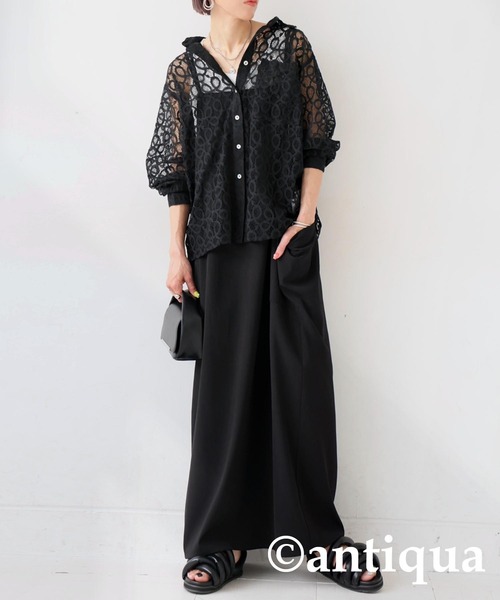 antiqua(アンティカ)の「レースシャツ(シャツ/ブラウス・レディース・ブラック/オフホワイト・ONESIZE)」の13枚目の写真