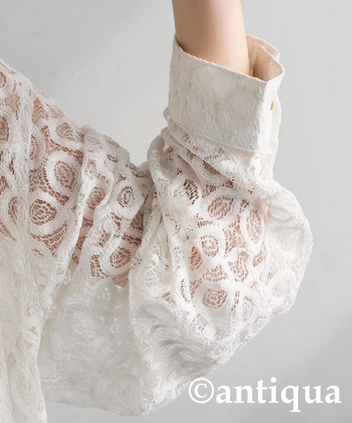 antiqua(アンティカ)の「レースシャツ(シャツ/ブラウス・レディース・ブラック/オフホワイト・ONESIZE)」の5枚目の写真