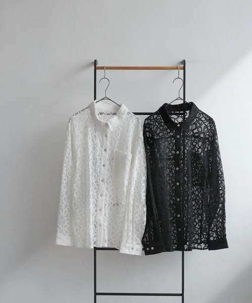 antiqua(アンティカ)の「レースシャツ(シャツ/ブラウス・レディース・ブラック/オフホワイト・ONESIZE)」の14枚目の写真