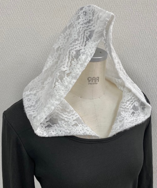 LADY LIKE(レディライク)の「レースドッキング配色フーディ(Tシャツ/カットソー・レディース・ブラック・M)」の16枚目の写真