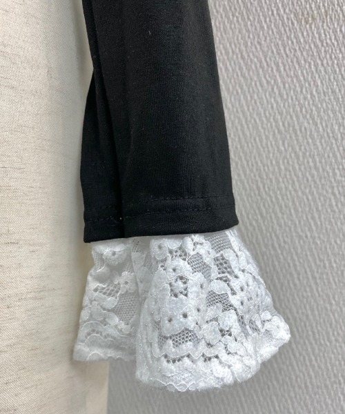 LADY LIKE(レディライク)の「レースドッキング配色フーディ(Tシャツ/カットソー・レディース・ブラック・M)」の17枚目の写真