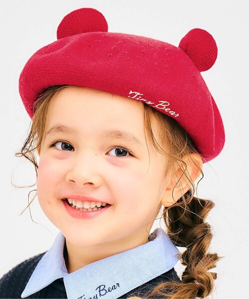 セール】tiny bear 耳付きサーモベレー帽（ハンチング/ベレー帽