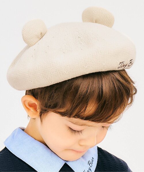 セール】tiny bear 耳付きサーモベレー帽（ハンチング/ベレー帽
