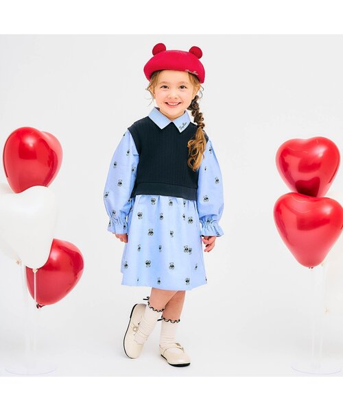 apres les cours(アプレレクール)の「tiny bear 耳付きサーモベレー帽(ハンチング/ベレー帽・キッズ・アイボリー/レッド・50/54)」の5枚目の写真