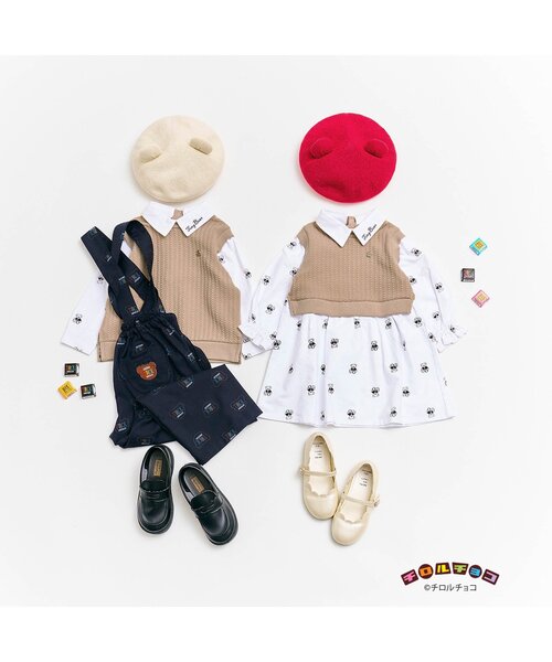 apres les cours(アプレレクール)の「tiny bear 耳付きサーモベレー帽(ハンチング/ベレー帽・キッズ・アイボリー/レッド・50/54)」の8枚目の写真