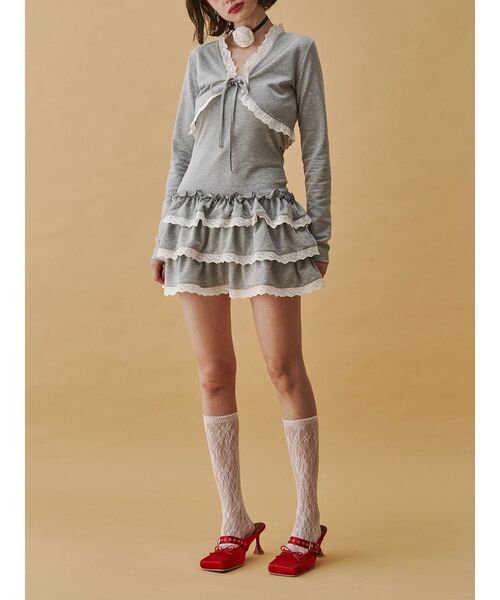 jouetie（ジュエティ）の「ボレロセットフリルベアミニワンピース（ワンピース・レディース・グレー/ブルー/ブラック・MEDIUM）」の4枚目の写真