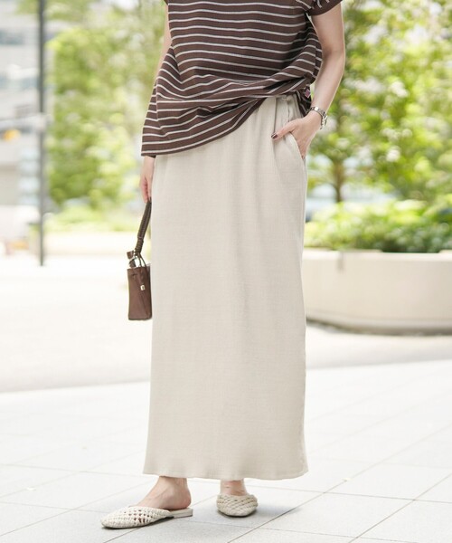 coen（コーエン）の「ピグメント リブ イージーナロースカート（スカート・レディース・ブラック/ダークグレー/オレンジ/ナチュラル・FREE）」の3枚目の写真